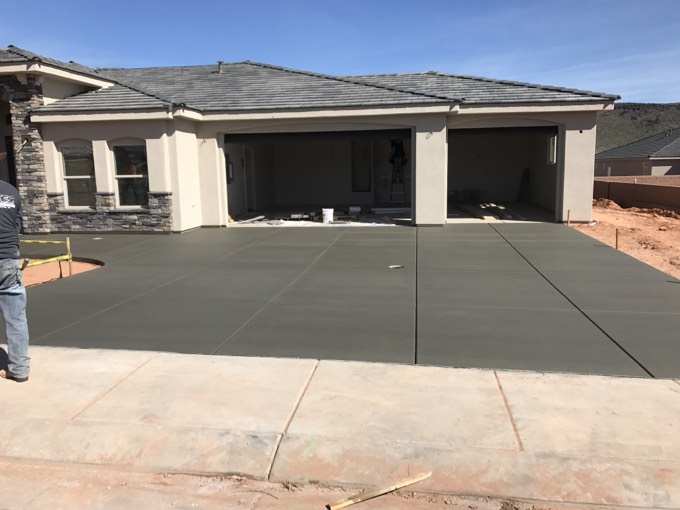 A finished driveway at a new build