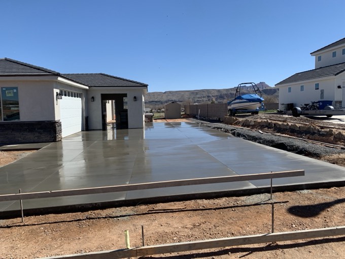A large exterior slab poured smooth