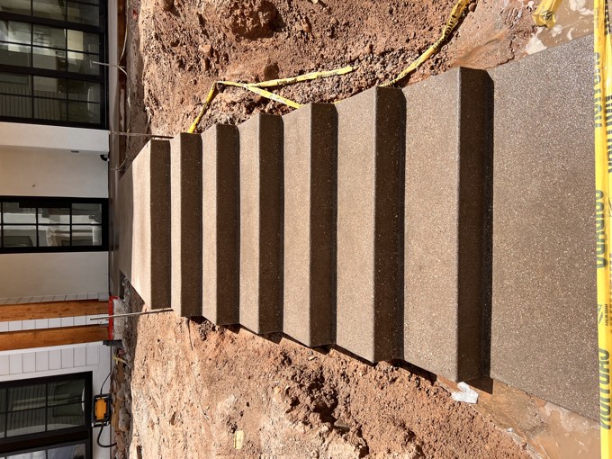 Exposed aggregate steps between two homes