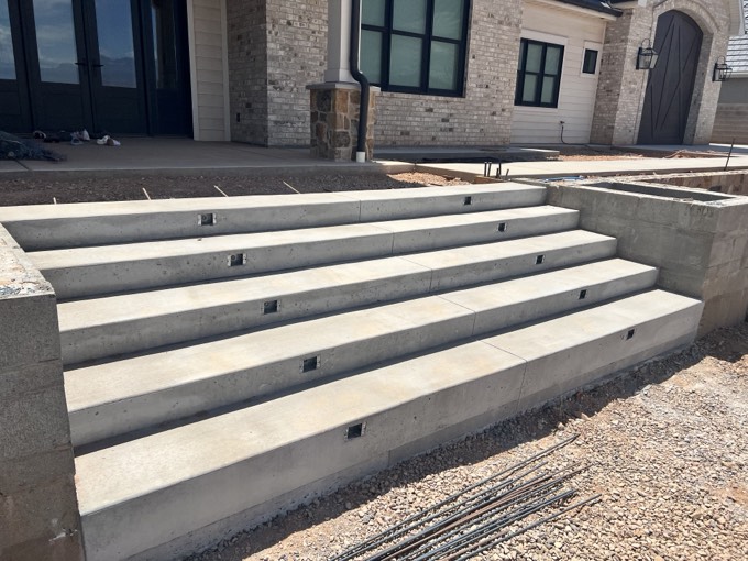 Clean, square nosed entry steps